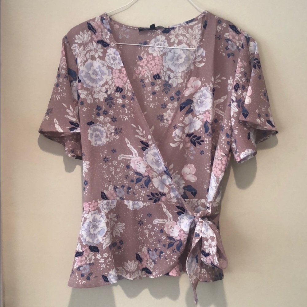 One Clothing Floral Wrap Top
